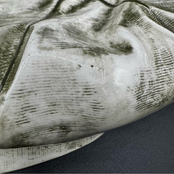 Ceramic Pageboy Newsie Cap for Decor or Trinkets in Green and White 10in - Picture 15 of 15